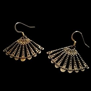 Art Deco Fans Handmade Earrings Brass Charms Vintage Style Asian Lace Fan KATTA
